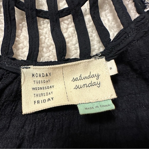 Anthropologie Saturday Sunday Crochet Duster Cardigan Navy Blue Vest - Picture 14 of 15